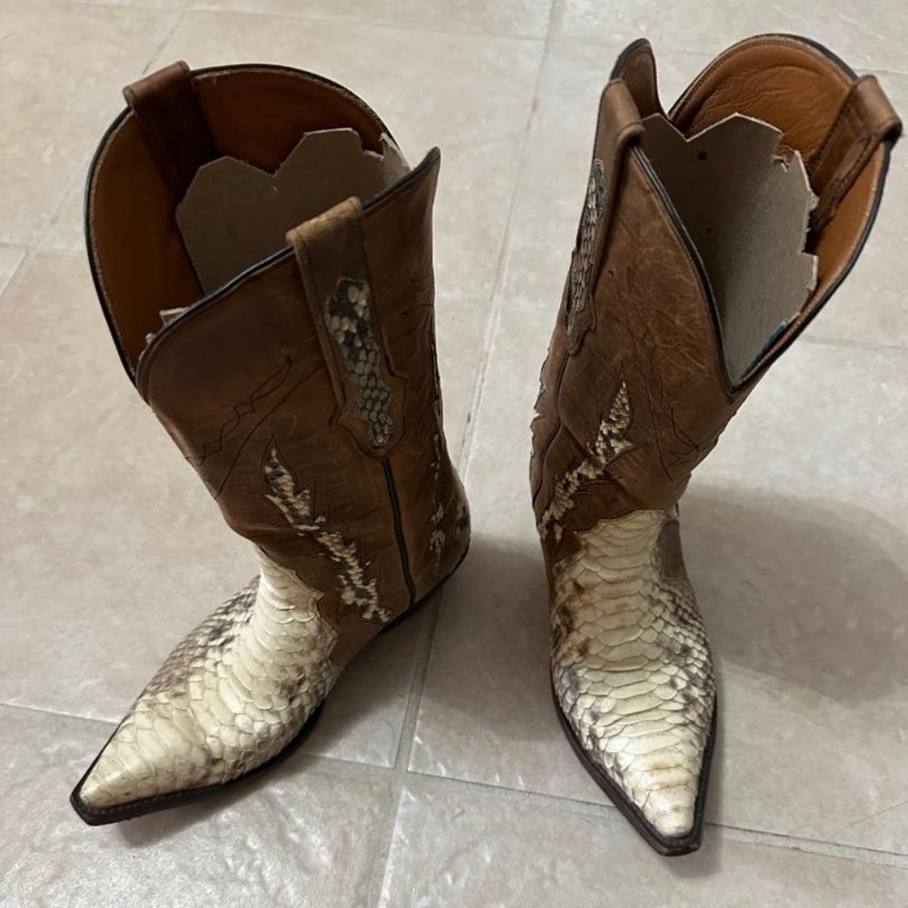 Leather and snakeskin Black Jack Cowboy Boots women's size 9
